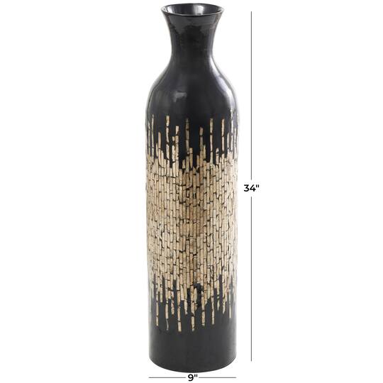 34" Black Capiz Shell Handmade Vase with Gold Ombre Design